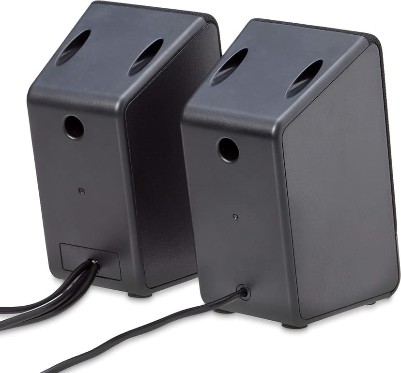 Amazon Basics USB-Powered Computer Speakers with Volume Control for Desktop or Laptop PC, Compact Size, Headphone Jack, Portable, Plug-N-Play, Black