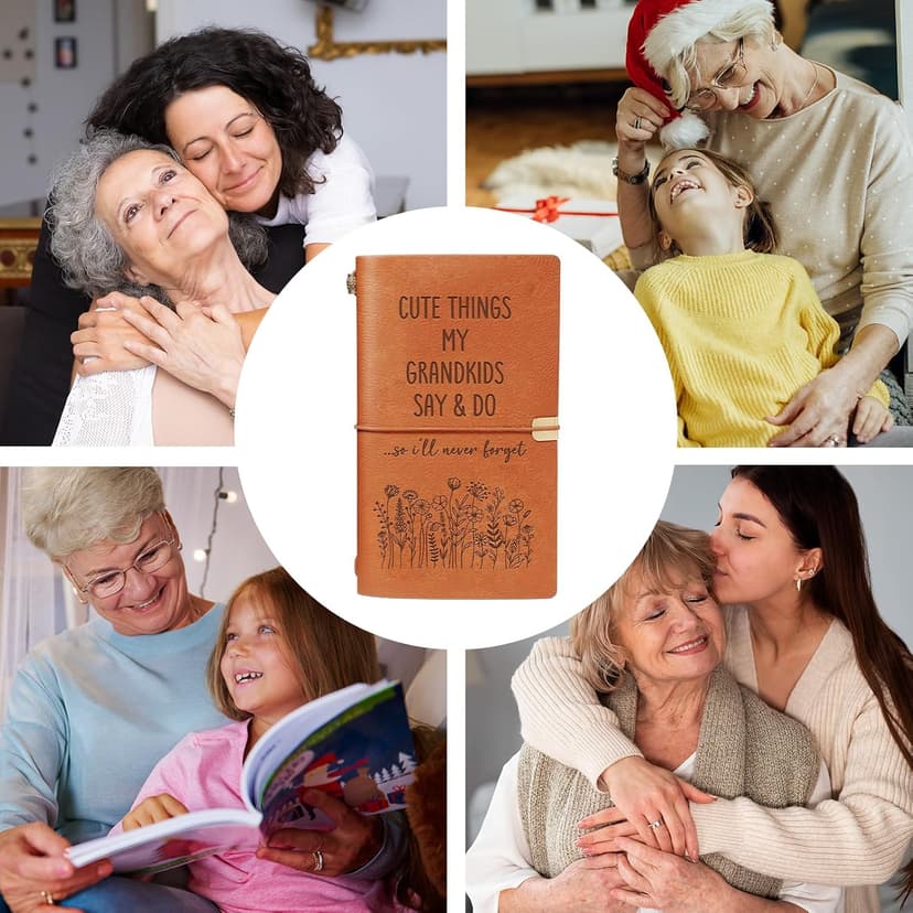 Birthday Gifts for Grandma, New Grandparent, Nana or Mimi, Leather Memory Journal Notebook Grandma Gifts, Cute Things My Grandkids Say & Do Journal Notebook B0GHRMHSN3