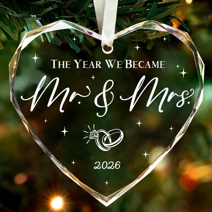 Mr and Mrs Gift for Newlywed, Future Mr Mrs - Just Married Party Decoration Christmas Glass Ornament - Wedding Registry Ideas Wedding Gift for Couples 2026 Bridal Shower Gift for Married Newlywed B0FW4YQ8FM