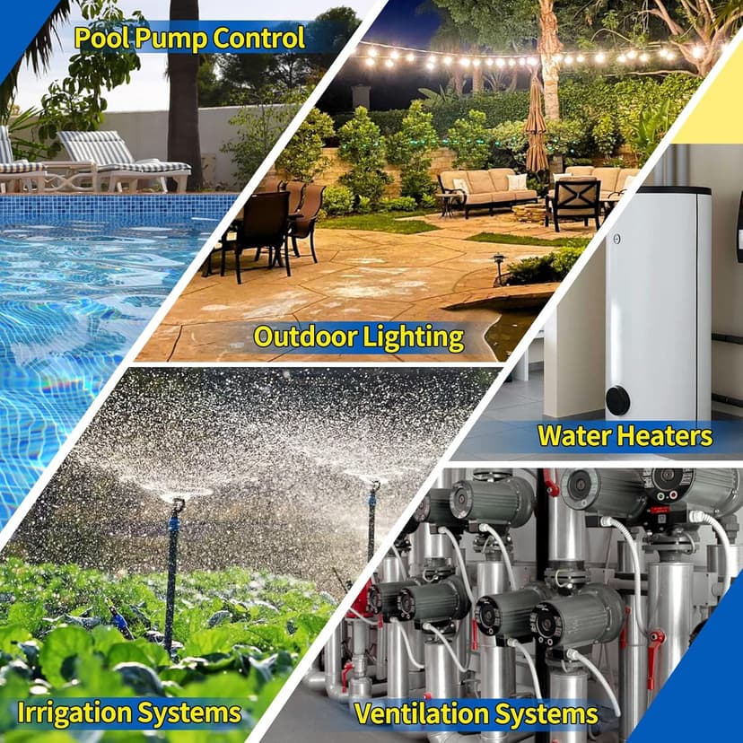 T104M Mechanical Time Switch Mechanism Only, 208-277 VAC DPST 5HP 40A Time Switch, Heavy Duty Electromechanical Timer, 24 Hour 12 ON/Off for Pool Pump HVAC Fans Water Heater Lights