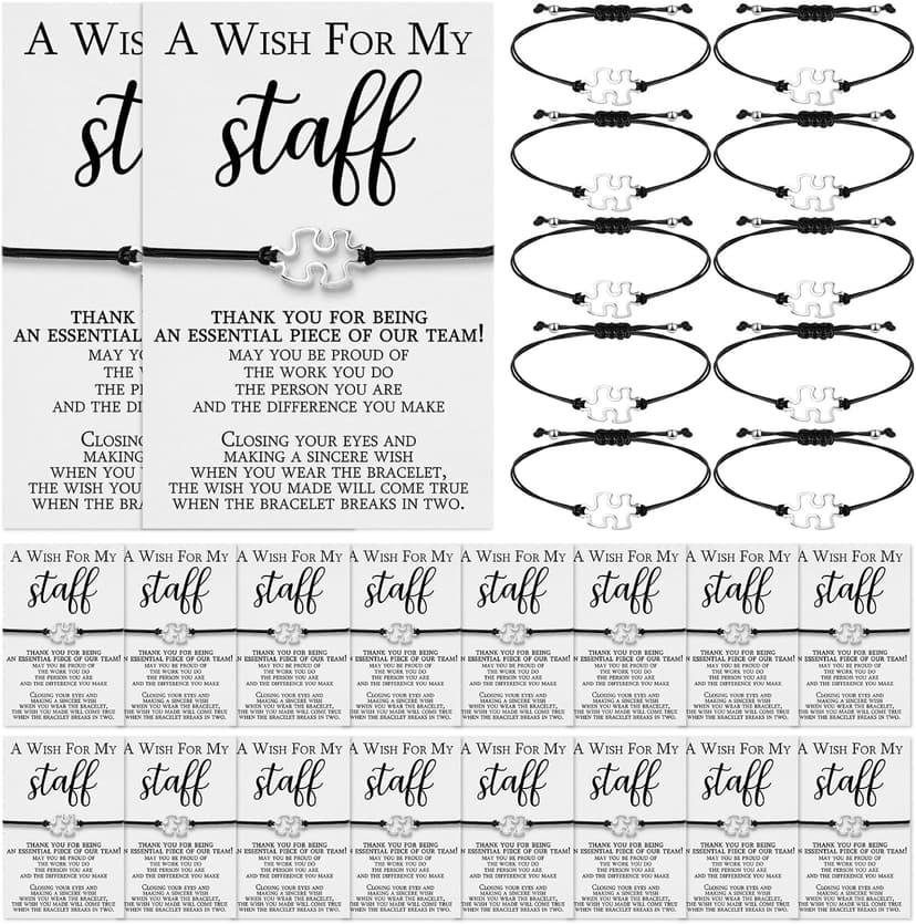 Team Puzzle Piece Bracelet, Thank You Postcard, a Wish for My Staff, for Employee Coworker Teacher Huquary Staff Appreciation Gifts Bulk B0CHFMWQFH