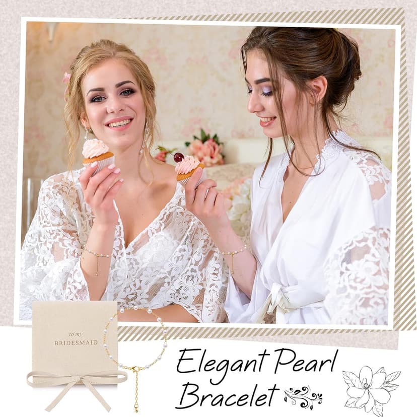 Pearl Bridal Jewelry Favor, Microfiber Pouch, Wedding Party Favor, Proposal Stuffer, Bridesmaid Gift Set of 8 Quelay 16 Pcs Bridesmaid Bracelet Gift with Pouch B0DNS51NB8
