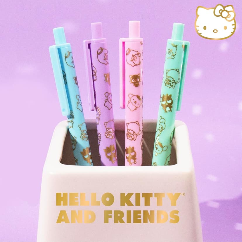 Horizon Group USA Hello Kitty & Friends 4-Piece Pen Set, My Melody, Kuromi, School and Office Supplies, Stationery