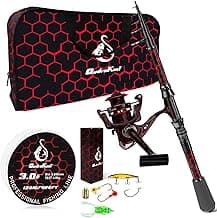 Fishing Rod and Reel Combos, Unique Design with X-Warping Painting, Carbon Fiber Telescopic Fishing Rod with Reel Combo Kit with Tackle Box, Best Gift for Fishing Beginner and Angler