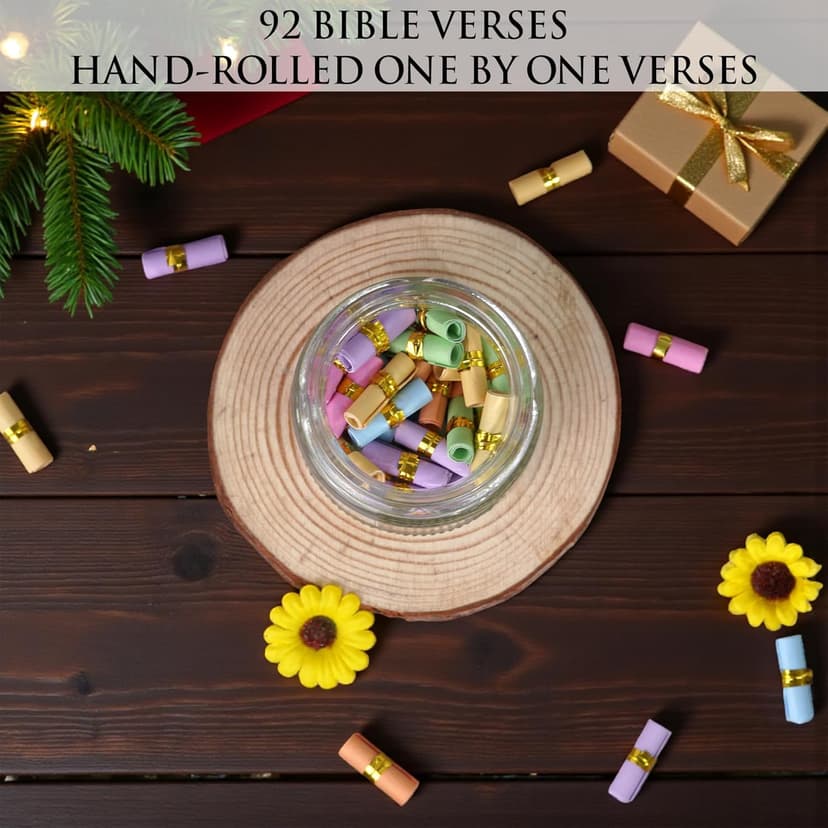 Bible Verse Jar – 92 Hand-Rolled Scripture Scrolls for Daily Encouragement, Inspirational Christian Gift, Religious Gifts for Women, Birthday Gifts for Mom, Christmas Gift for Women 2025
