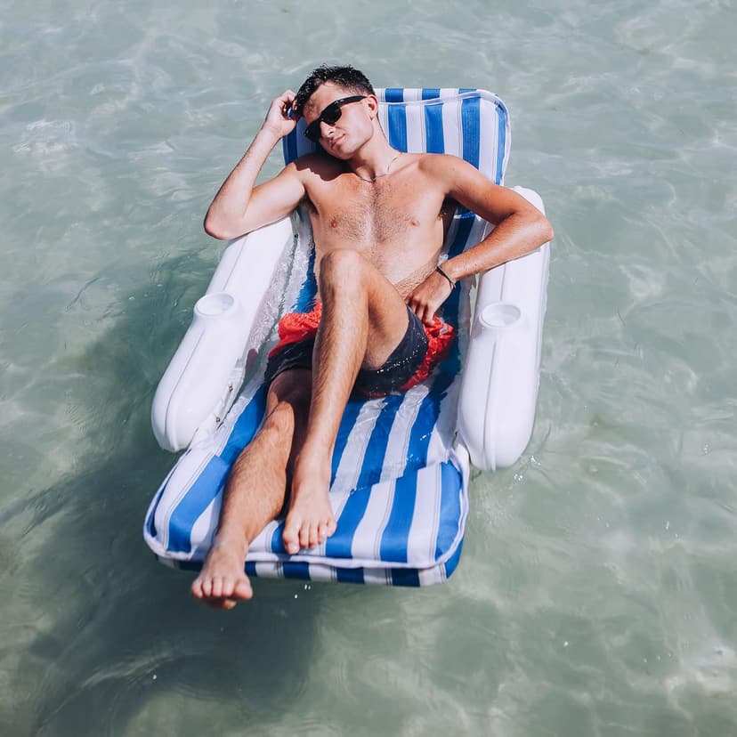 SWIMLINE ORIGINAL 10010M Sunchaser Padded Luxury Lounge Chair Pool Float | Molded Frame & Pontoon Design | Pool Floats Adult | Pool Lounger | Pool Accessories | Pool Chairs and Lounges For In Pool