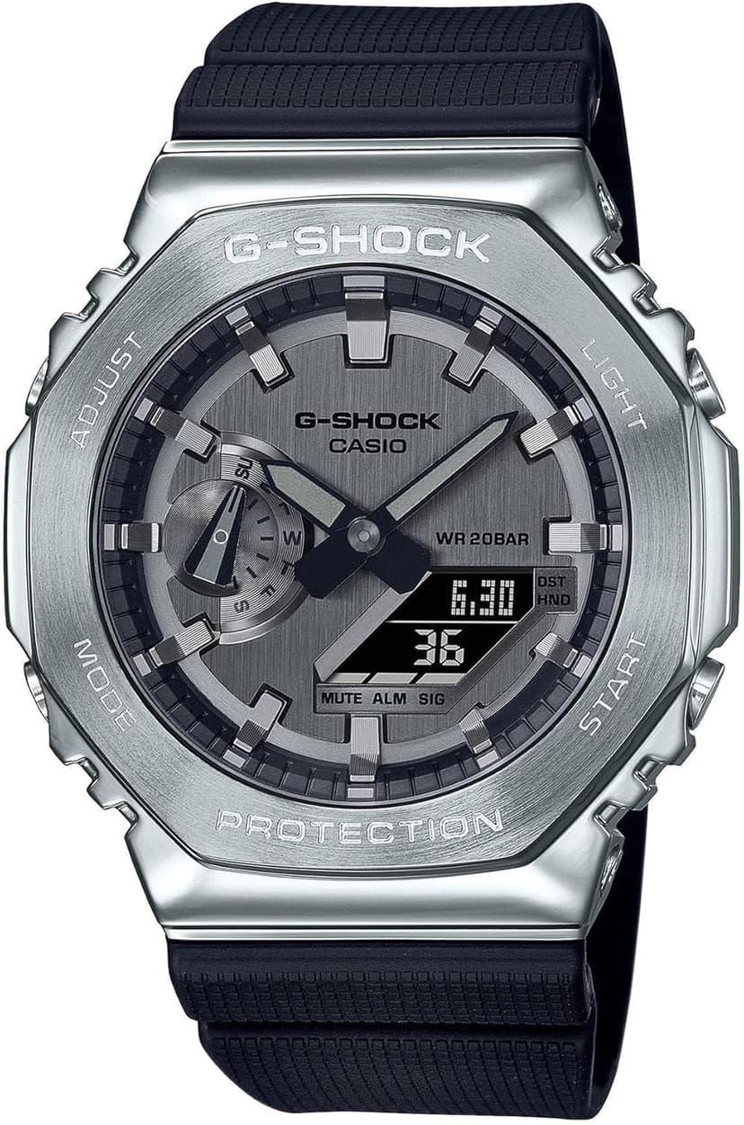 G-Shock Casio Metal Covered Octagonal Black Resin Band Watch GM2100-1A