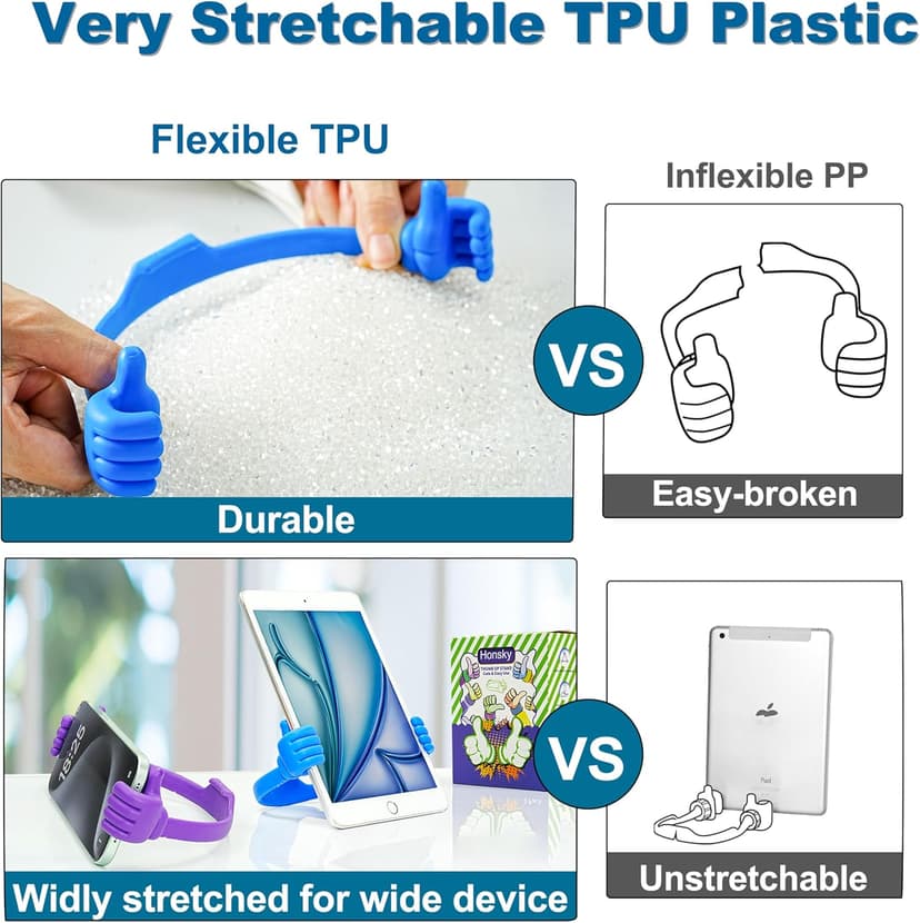 Honsky Cell Phone Stand Holder, Thumbs Up Lazy Phone Stand, Universal Adjustable Flexible, Cute Perfect Stocking Stuffers Gifts for Teen Girls, Compatible with Cell Phones & Tablets,Green