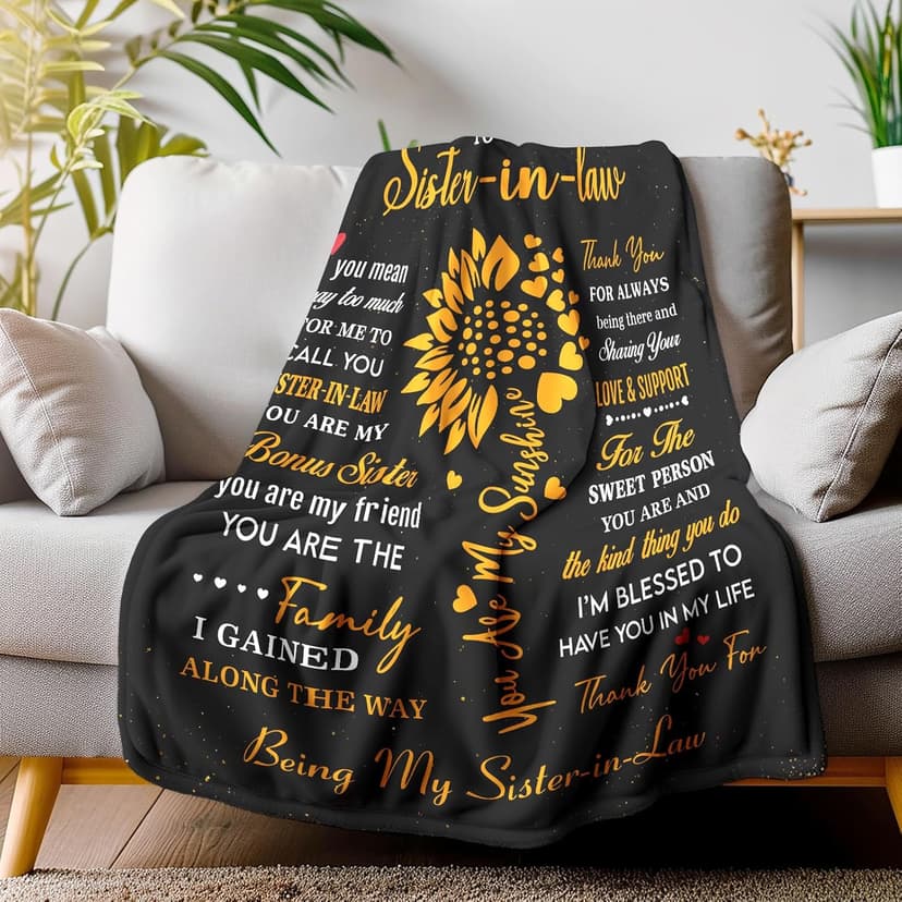 Sister in Law Christmas Birthday Gifts, Xmas Best Future Sister in Law Gifts Ideas for Women Present Throw Blanket 50"X 60" for Mothers Day