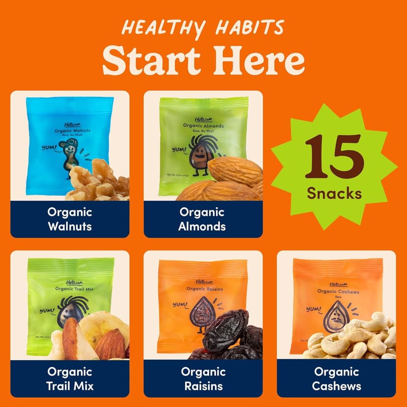 Nuts.com – Organic Dried Fruit and Nuts Variety Box – Gourmet Assortment for Fall, Thanksgiving and Festive Gifts – Includes Organic Cashews, Almonds, Walnuts, Raisins, and Trail Mix