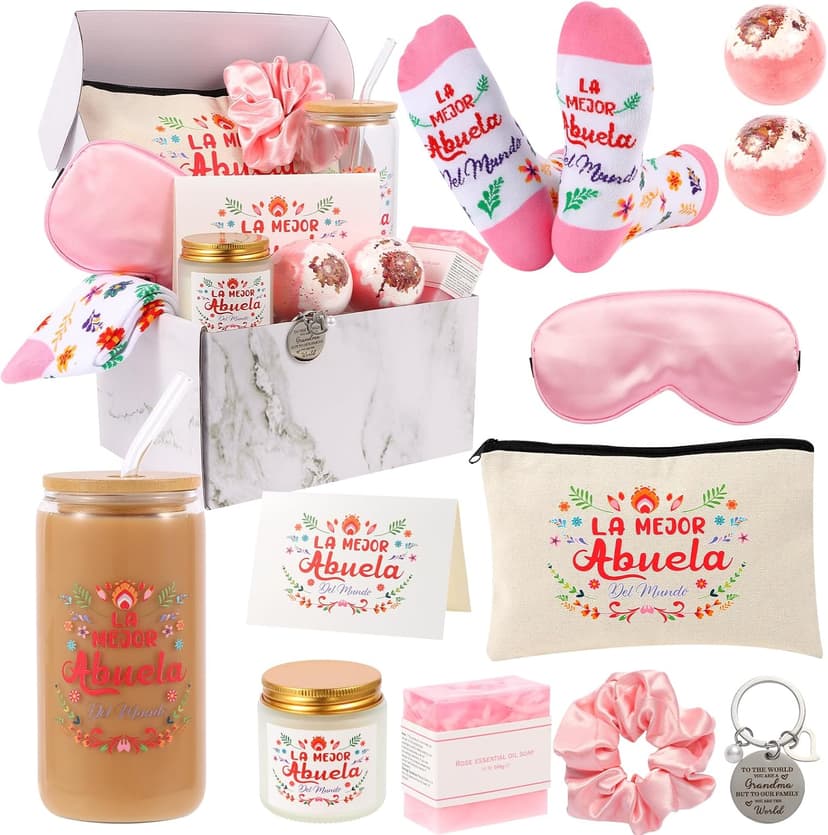 Kolewo4ever 12 Pieces Spanish Grandma Gifts Mothers Day Gifts Birthday Gift for Grandmom from Granddaughter Grandson,Best Grandma Gift for Gigi Grandmother