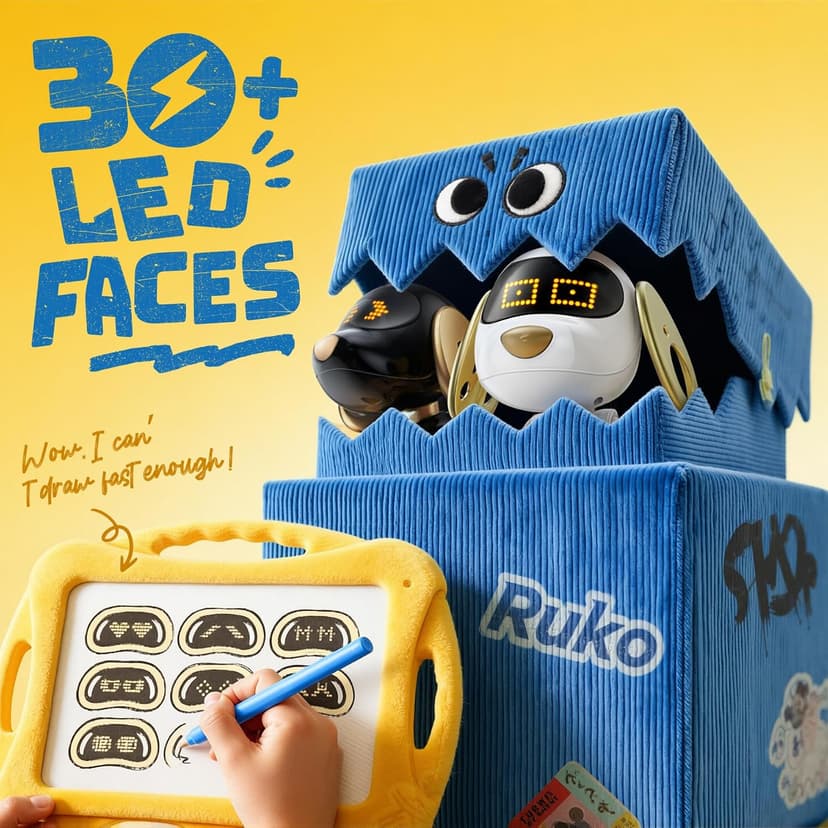 Programmable Robot Toy, 2.4GHz Remote & Gesture Control, Touch Sensor, with Realistic Barks, Birthday Gift for Kids Age 3+ Ruko 18011 Smart Robot Dog, Interactive Puppy Pet with 30 LED Expressions B0FLXCXPHD