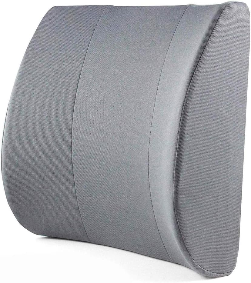 DMI Lumbar Support Pillow for Chair to Assist with Back Support with Removable Washable Cover and Firm Insert to Ease Lower Back Pain while Improving Posture, 14 x 13 x 5, Contoured Foam, Elite, Gray