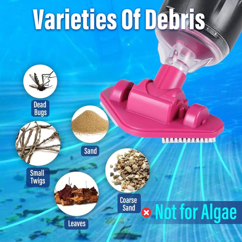 Rechargeable Handheld Hot Tub Spa Pool Vacuum, Cordless & Waterproof IPX8, 60-Min Runtime, 2 Brush Heads, Spot Cleaner for Spas & Small Pools up to 20ft (Dyson-Style Gray)