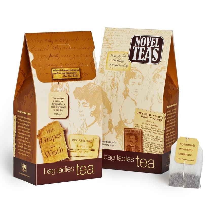 Novel Teas Book Lover's Tea contains 25 teabags individually tagged with literary quotes from the world over, made with the finest English Breakfast tea, for the book lover B002RT2W1M