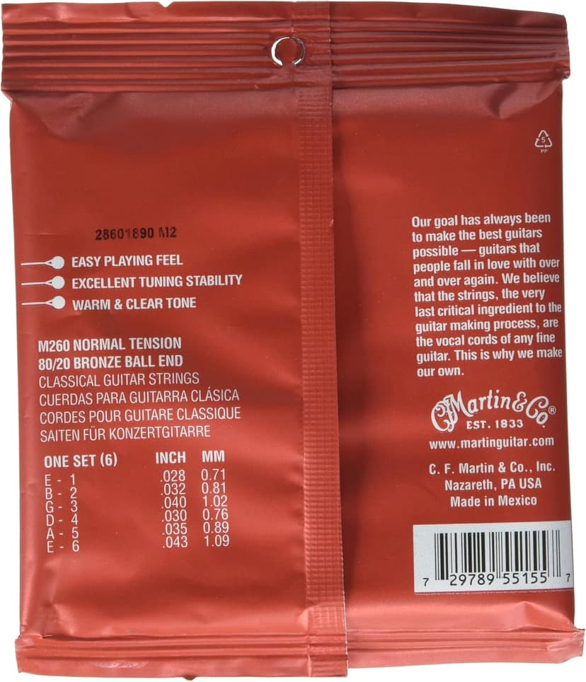 MARTIN Classical Guitar Strings (M260), 80/20 Bronze