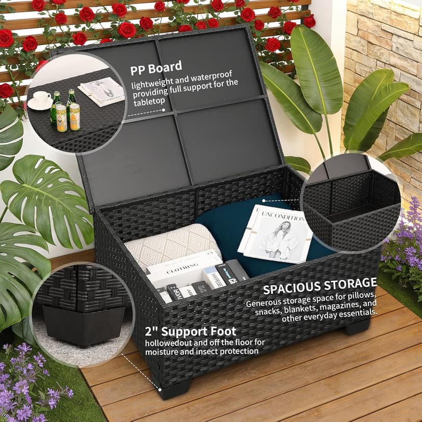 Outdoor Patio Furniture 60000 BTU Outdoor Propane Fire Pit Table Patio Furniture Set 45 In Outdoor Fire Pits 7 Pieces Patio Sofa Outdoor Chairs Anti-slip Cushions Waterproof Covers, Peacock Blue
