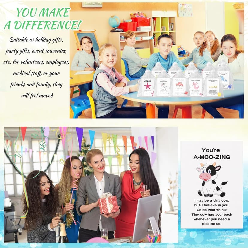 100 Set Employee Appreciation Gift Bluk for Coworkers Resin Animal Gifts with Pun Inspirational Note Cards for Thank You Office Staff Team Teachers, Nurses B0DXPVMLDZ