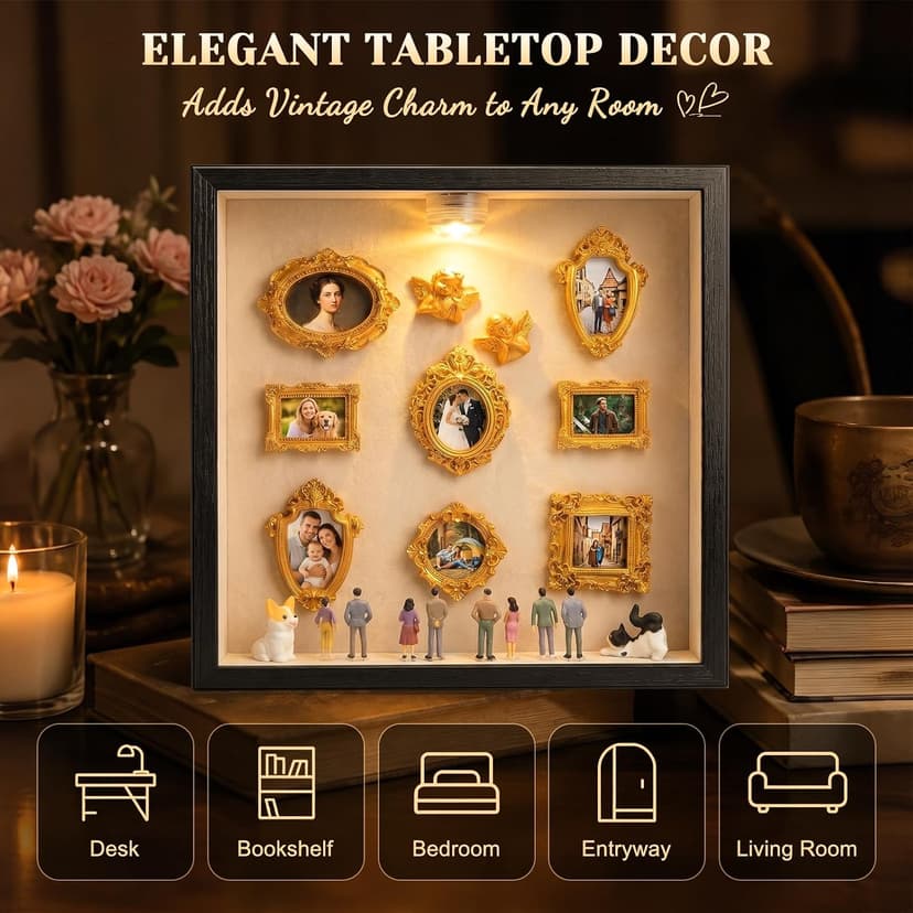 Creative Story Scene Building Set with Remote Control Warm Light, Vintage Decor Gift for Women, Friends and Family BlueFire DIY Mini Museum Kit, Handmade Shadow Box Craft with LED Light B0H29B9VVH