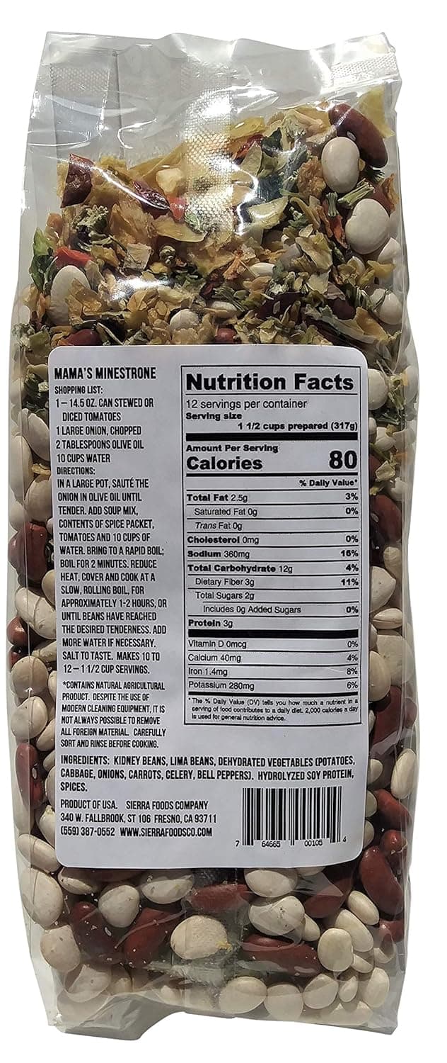 Sierra Soups Healthy, Hearty, All Natural and Gluten Free Soups - 3 Pack Assortment: Fresno Fog Split Pea, French Style 5 Bean & Mama Sorrenti’s Minestrone. Includes Soup Spoon