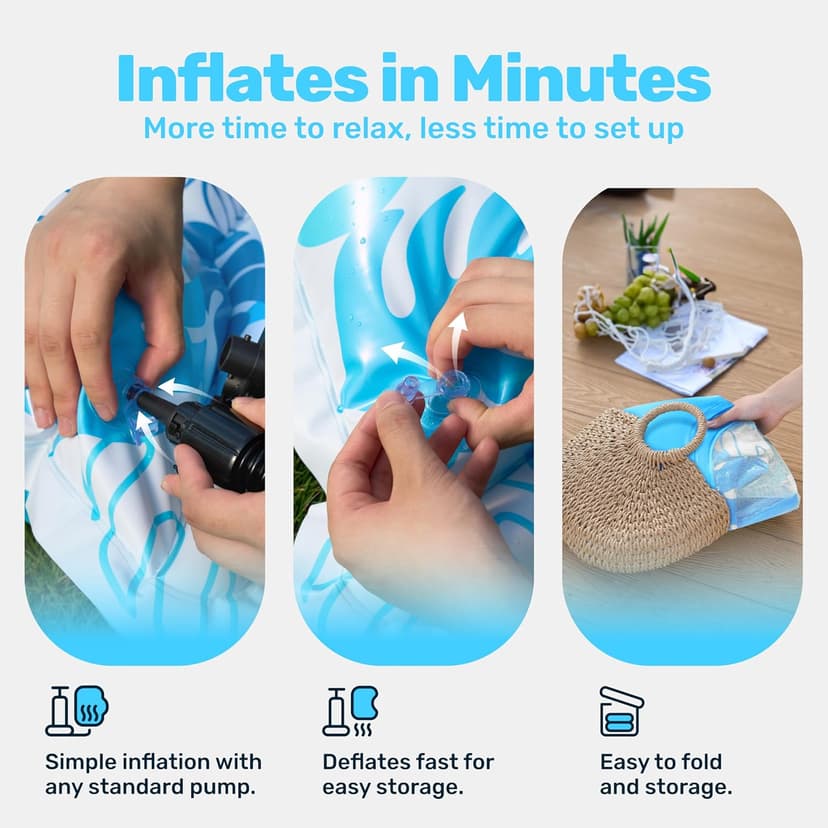 SLOOSH Inflatable Pool Floats Lounger Adult, Pool Float Lounge Raft Floaties Water Floating Recliner Chair with Cup Holders Foot Rest Swimming Floaty