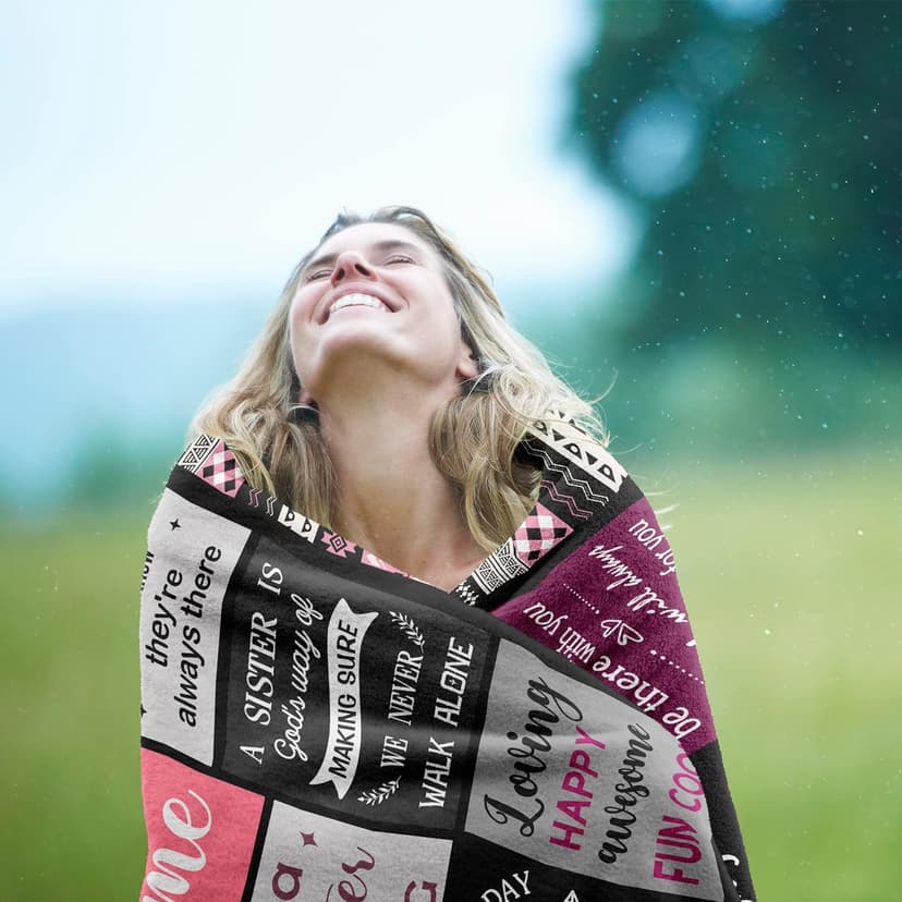 Ruvinzo Sister Gifts from Sis, Sisters Birthday Gift Idea, Best Sister Ever Gift for Women, Birthday Gifts for Sisters, Sis Soft Throw Blanket 60" x 50" B0BY8BFFQ9