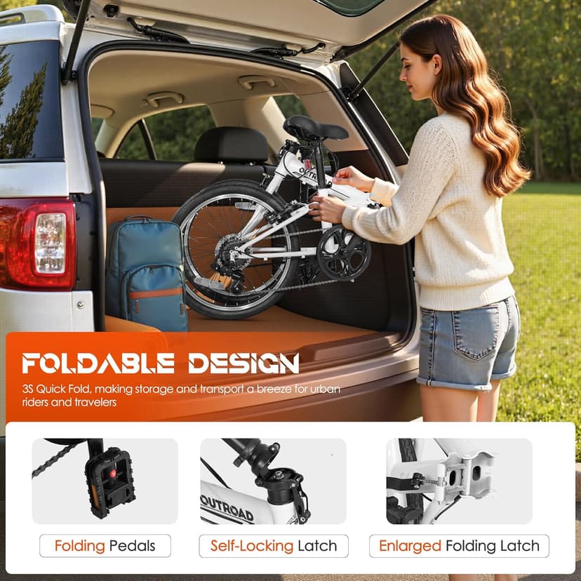 20 inch Folding Bike, Foldable Bicycle for Adults with 7 Speed Derailleur, Lightweight Collapsible Bicycle for City Commuting, Fold Up Bike Men Women Teenagers