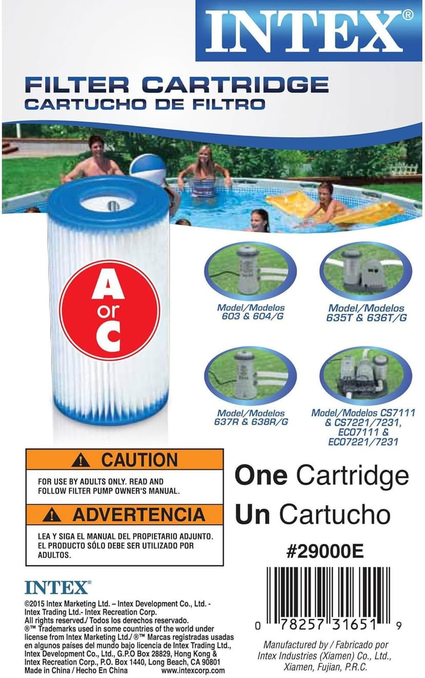 Intex Easy Set 18 Foot by 48 Inch Round Inflatable Above Ground Swimming Pool with Filter Pump, Ladder, Pool Cover, and 6 Pack Filter Cartridges, Blue