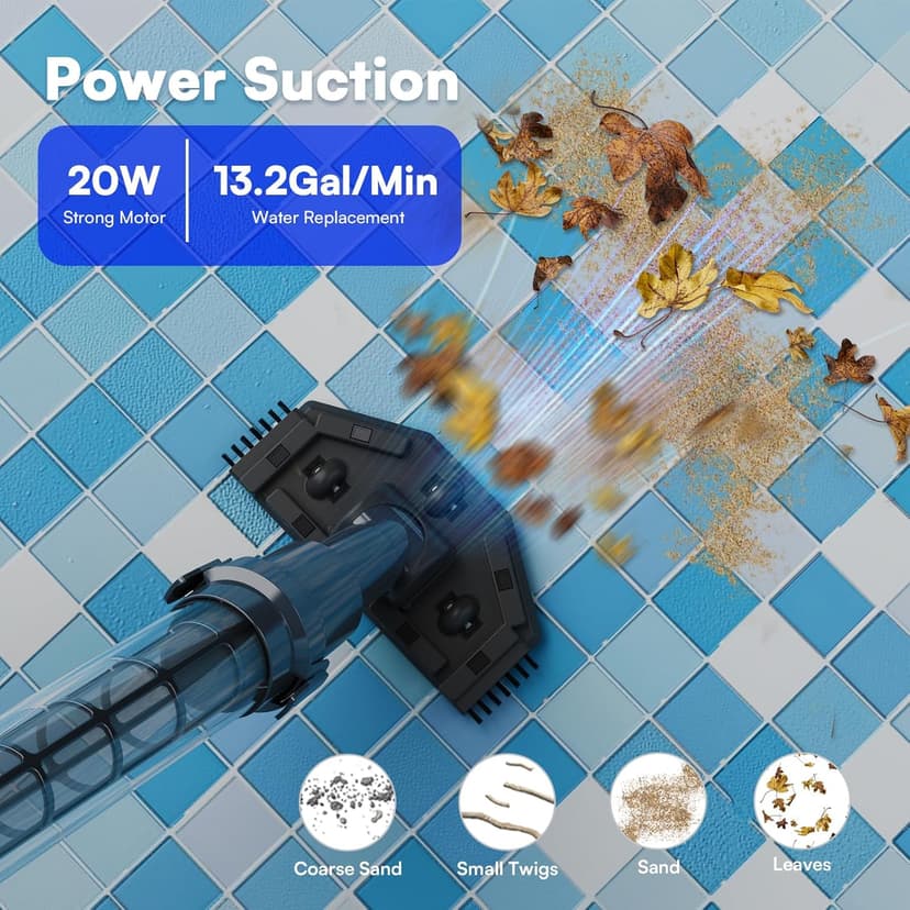 Handheld Spa Hot Tub Vacuum- Cordless Small Above Ground Pool Cleaner with 2 Brush Heads, 90 Mins Running Time, 12 Gallons/Min Powerful Suction, Ideal for Cleaning Debris and Sand Underwater, Black