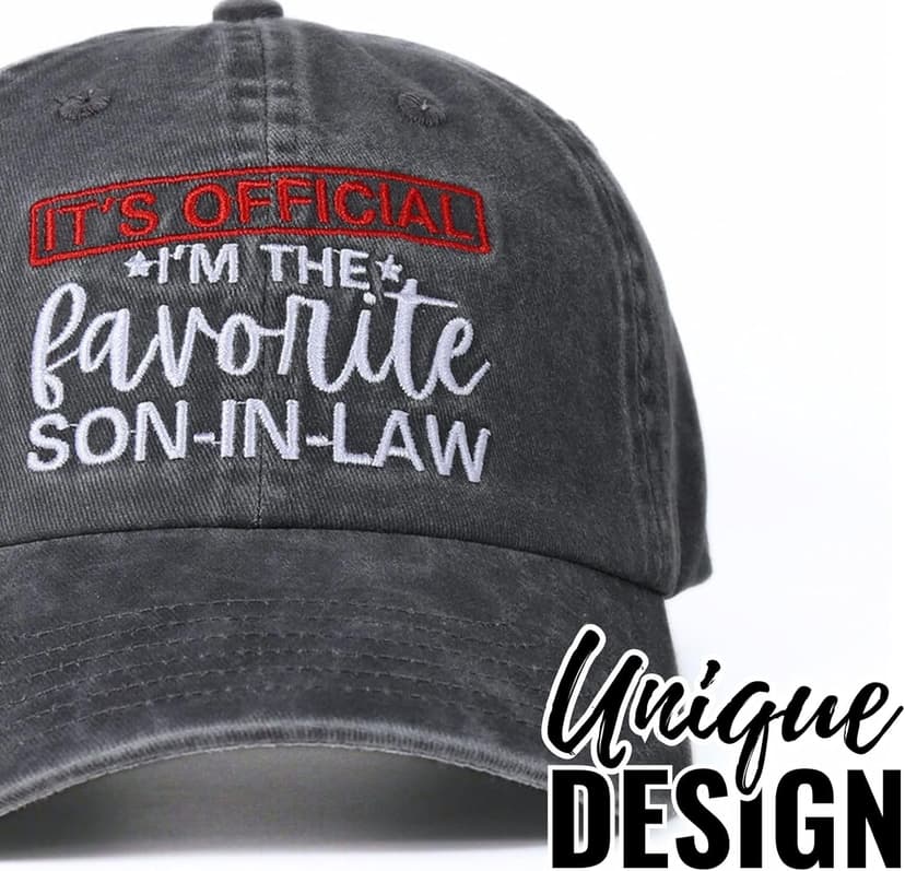 InnoBeta Son in Law Gifts Cap for Father's Day, Funny Adjustable Embroidered Hat Gifts for Birthday, Christmas, Gray, I'm The Favorite Son in Law