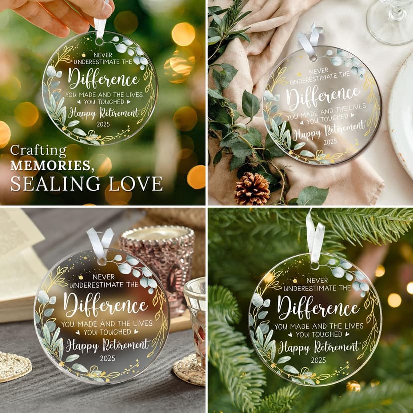 HEXMOZ Retirement Gifts - Retirement Gifts for Women, Men 2025 - Retired Ornament 2025 - Retired Gift for Coworker, Boss, Employee, Teacher, Nurse, Woman, Man - Acrylic Christmas Ornament Keepsake