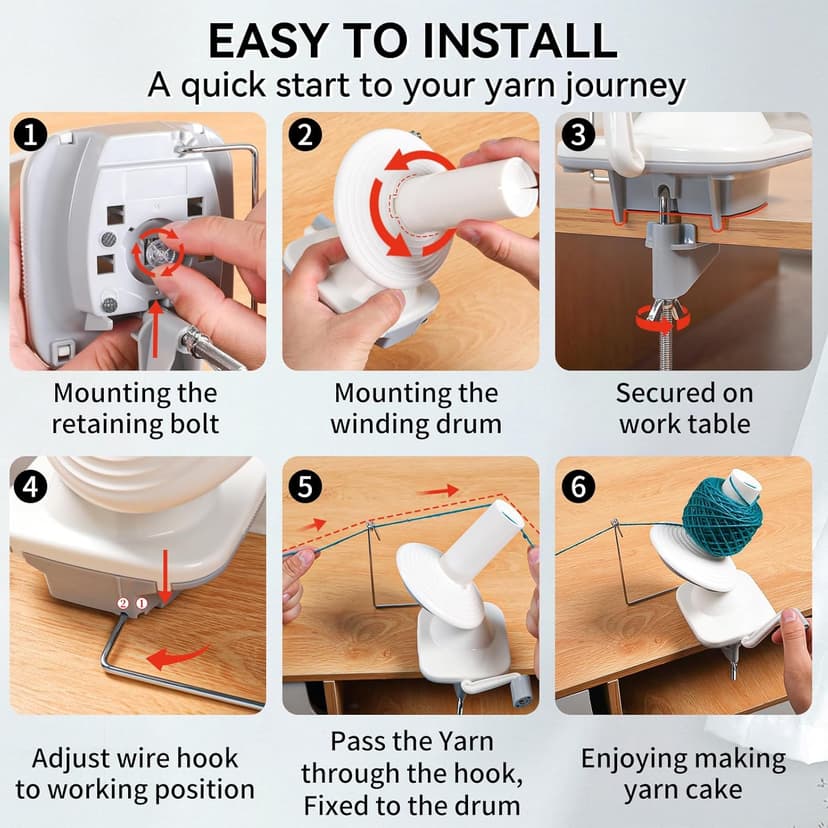 SPEENSUN Yarn Winder, Yarn Winder for Crocheting, 3.5 OZ Easy-to-Install and Efficiently Yarn Ball Winder with Lower Noise, Yarn Spinner for Crochet and Knitting Lover for Yarns Below Size 5