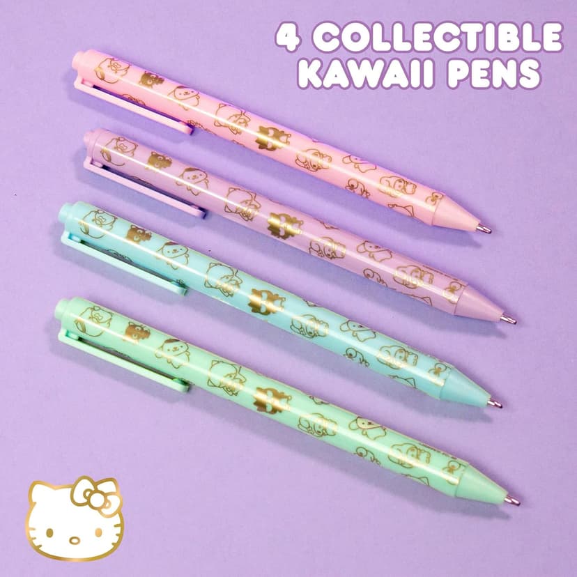 Horizon Group USA Hello Kitty & Friends 4-Piece Pen Set, My Melody, Kuromi, School and Office Supplies, Stationery