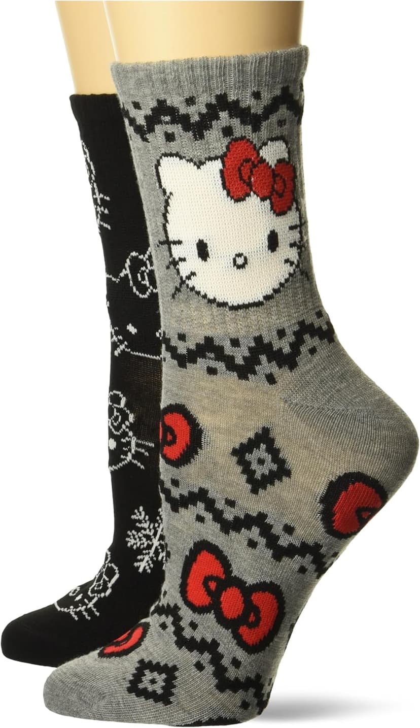 Hello Kitty womens Holiday 2 Pack Mid Crew Socks