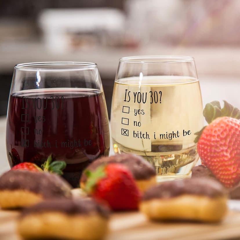 Gelid 30th Birthday Gifts for Women and Men Wine Glass - Funny Is You 30 Gift Idea for Husband Wife Boyfriend Girlfriend – Thirty Year Old Party Supplies Decorations for Best Friend Him Her - 15 oz