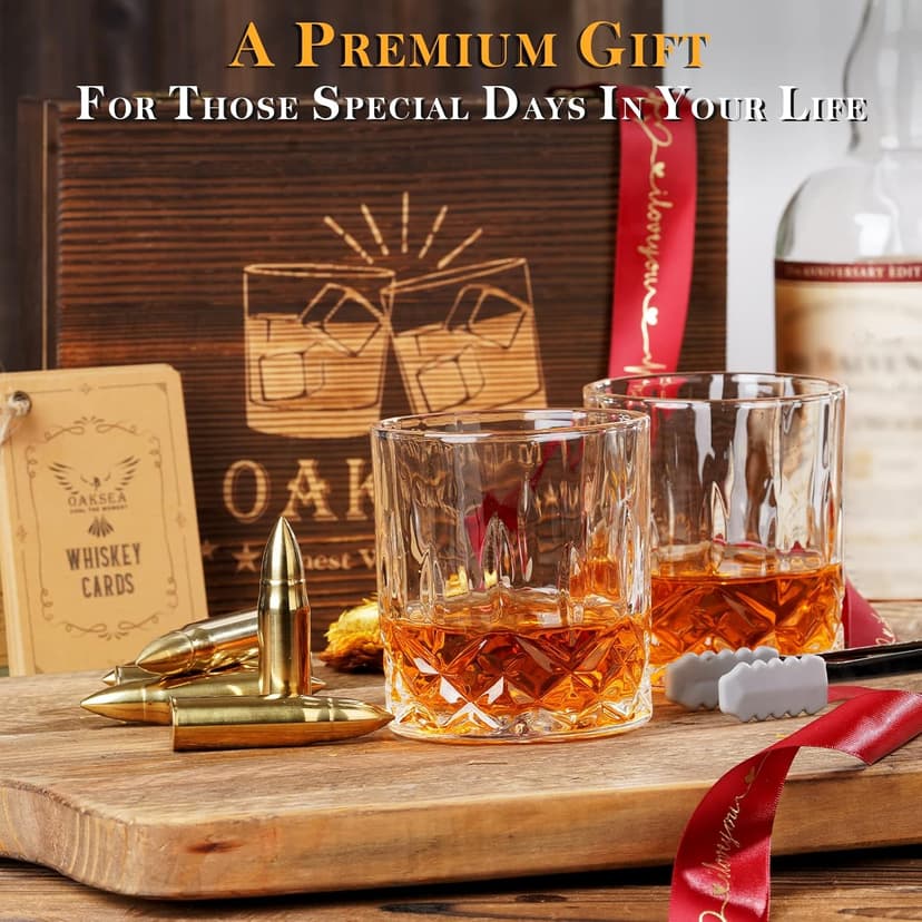 Gifts for Men Dad Husband, Christmas Anniversary Birthday Gifts for Him Boyfriend, Reusable Stainless Steel Whiskey Stones and Whiskey Glasses Set, Cool Burbon Scotch Cocktail Set Gifts