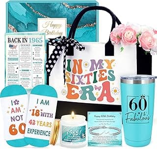 60th Birthday Gifts for Women 60 Year Old Birthday Gifts for Women Cool 1965 Gift for 60 Year Old Woman Fabulous Gift Ideas for Woman in Their 60s Happy 60th Bday Decorations with Tumbler Tote Bag
