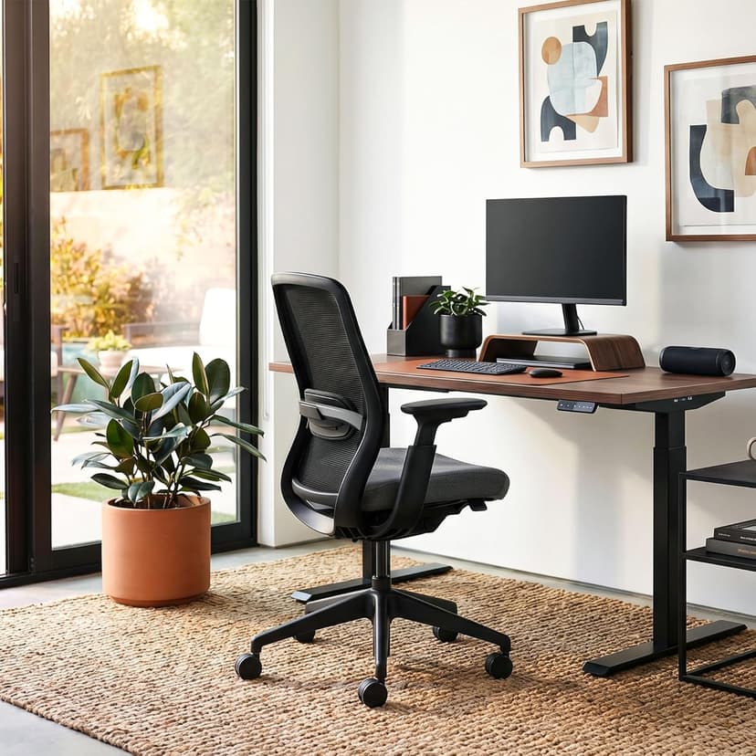 COLAMY Office Chair for Long Hours, Easy Wire-Control Desk Chair with Sliding Seat Depth & Thick Padded Lumbar Support, Heavy Duty 300 LBS High Back Mesh Computer Chair for Home Workstation,Black