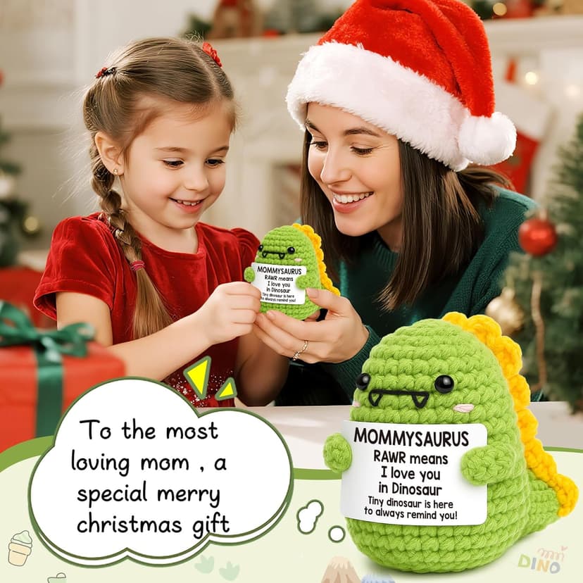 Mini Gifts for Mom Christmas I Love You Mommy Gift Handmade Crochet Dinosaur Mom Gifts for Christmas Birthday Gift for Mama Mother- in- Law New Bonus Step Moms Mother from Daughter Son Husband