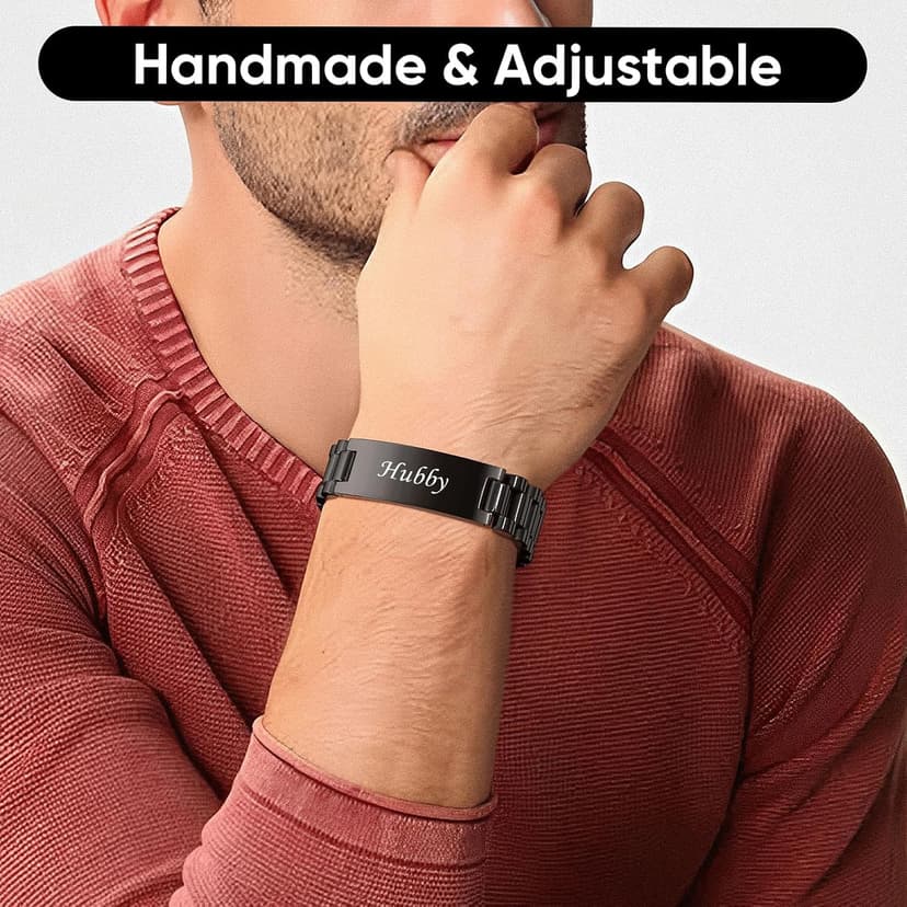 VNOX Elgant Link Bracelets Father Day Christmas Birthday Valentines Personalized Gift for Dad Husband Grandpa Boyfriend Masculine Watch Band Stainless Steel Bracelet Gift for Dad Grandpa Husband B0D8BD71RQ