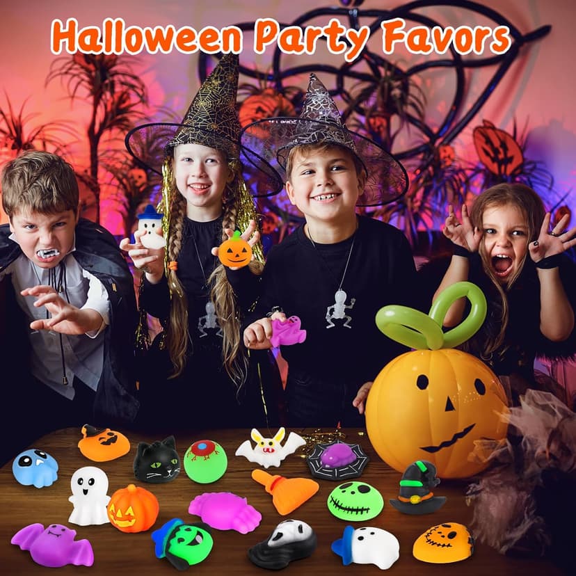 OCATO 30Pcs Halloween Mochi Squishy Toys Halloween Party Favors for Kids Halloweens Toys for Trick or Treat Bulk Non Candy Halloweens Treats Gift Goodie Bags Fillers Party Supplies for Kids Boys Girls