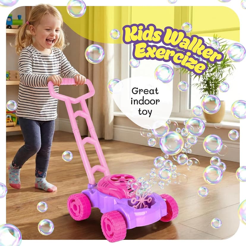 ArtCreativity Bubble Lawn Mower for Toddlers 1-3, Kids Bubble Machine for 1-Year-Old Girl Gifts, Summer Outdoor Push Gardening Toys for Kids Age 1 2 3+ Birthday Gifts for Preschool Girls
