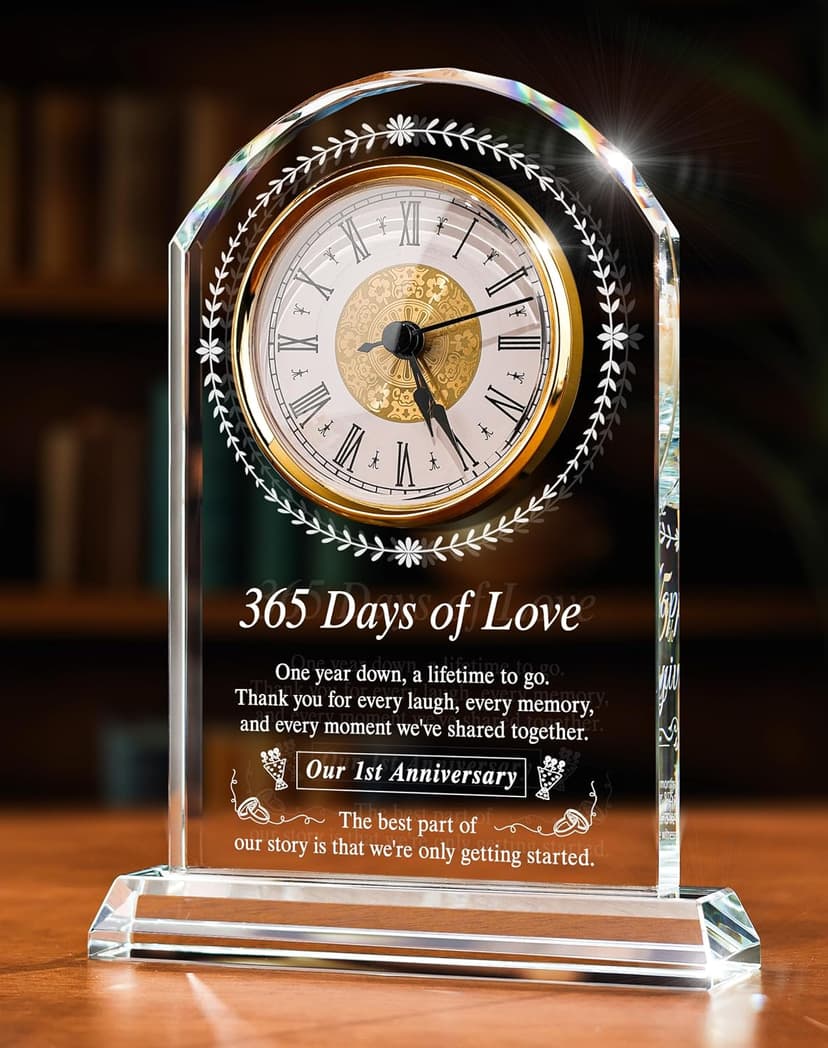One Year Marriage Gift,Happy Paper Wedding Anniversary Decoration Gift,for Couples,Men,Women,Boyfriend,Girlfriend 1 Year Wedding Anniversary Crystal Clock Gifts B0H6B9BBKG