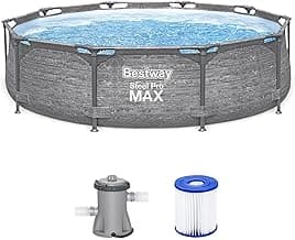 Bestway Steel Pro MAX 10' x 30" Above Ground Pool, Round Metal Frame Outdoor Swimming Pool Set with Filter Pump, Stacked Stone Print