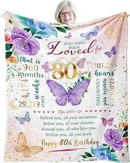 ZWERIVP 80th Birthday Gifts for Women, Best Present for 80 Year Old Woman Birthday, 1945 Present for Women Mom, Happy 80yr Bday Gifts Ideas, 80th Woman Bday Decorations Throw Blanket 50"X60"