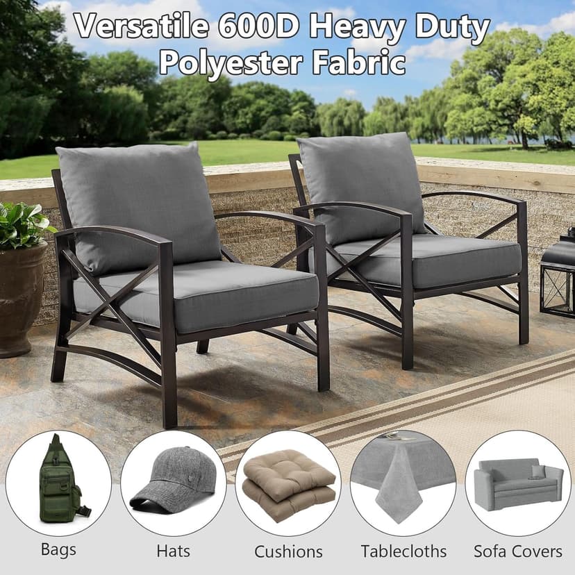 Waterproof Canvas Fabric by The Yard, 58inch 600D Upholstery Fabric Polyester Material Outdoor Water Resistant Material for Sewing Chair Patio Cushion Bag Sofa Seat Repair, 1 Yard Flaxen Grey