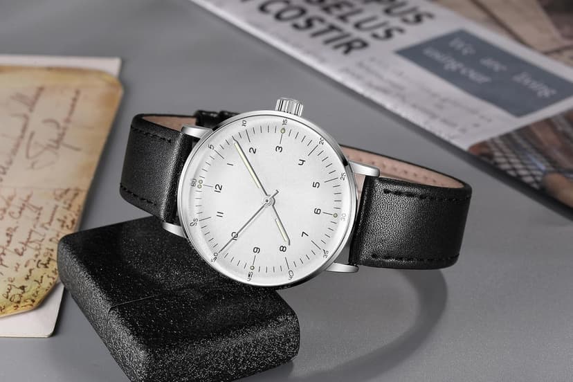 Boyarca Vintage Mechanical Watch with Domed Glass Watch Mirror and 40mm case, Casual and Minimalist Manual Winding Mechanical Wrist Watch for Men and Women