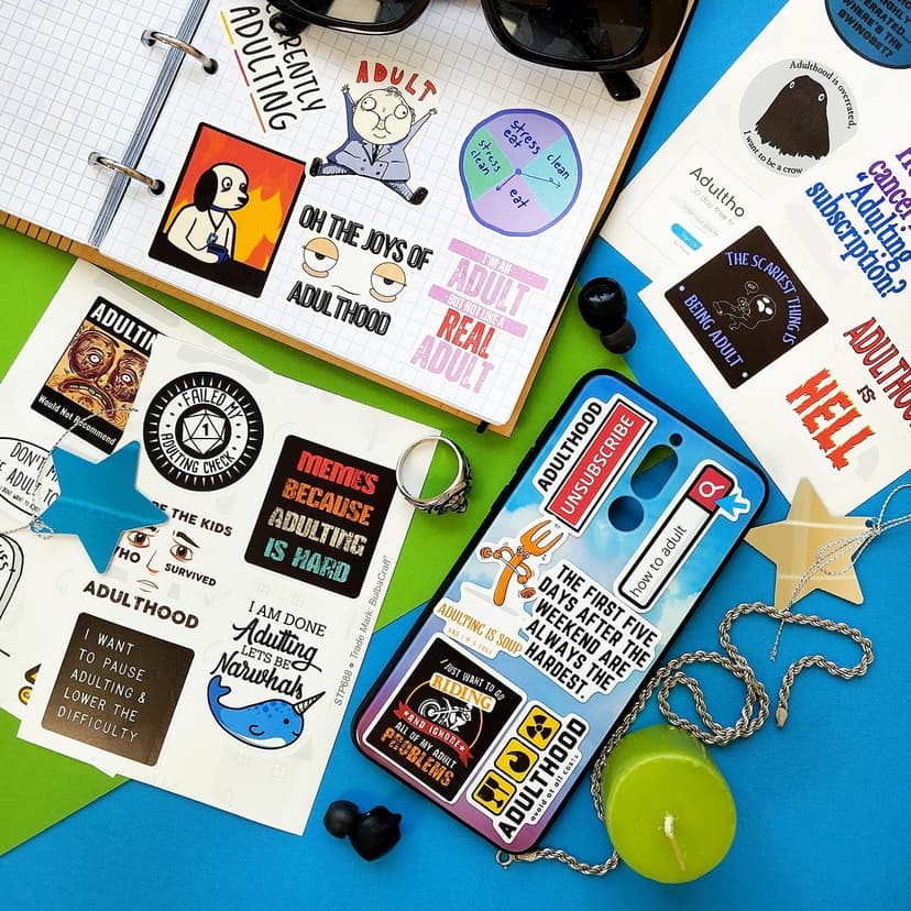 100Pcs Funny Adulting Stickers, Adulting is Hard Stickers, Funny Decals for Adults, Adult Reward Decals, Gifts for Women & Men B0C1S6BL2N