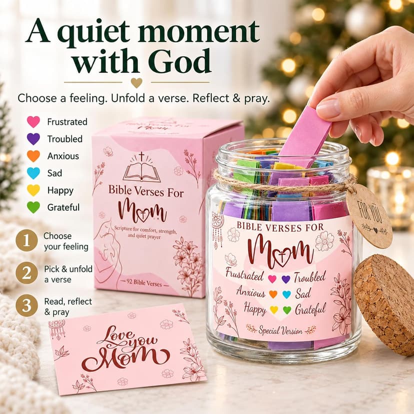 Bible Verse Jar for Mom – 92 Color-Coded Bible Verse, Birthday Gifts for Mom, Christian Gifts For Mom B0F2T6HBBK