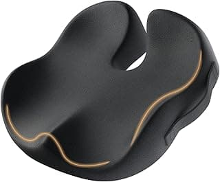 ProtoArc Seat Cushion, Office Chair Cushion for Sciatica, Coccyx Cushion, Ergonomic Memory Foam Seat Cushion for Car, Home, Pressure Relief Pad for Hip, Tailbone, All Day Comfort - Black